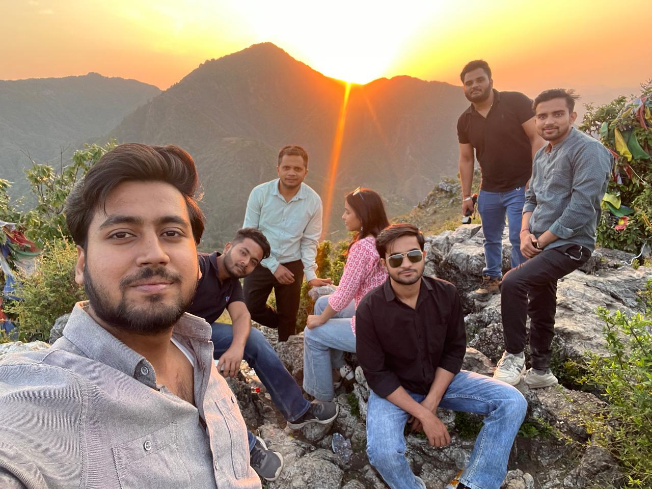 Kunwar Siddharth with UPES students on Dalai Hills, Mussoorie